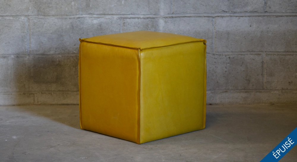 Pouf cuir de buffle jaune