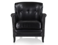 Fauteuil club cuir noir accoudoirs cloutés Fauteuil club cuir noir accoudoirs cloutés