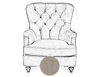 Fauteuil Chesterfield tissu beige naturel haut dossier Fauteuil Chesterfield tissu beige naturel haut dossier