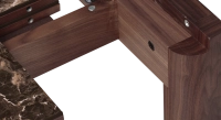 Extending table for 8 to 12 people in walnut and ceramic with ceramic extensions natural wood finish and brown marble-effect ceramic 160x100 cm Extending table for 8 to 12 people in walnut and ceramic with ceramic extensions natural wood finish and brown marble-effect ceramic 160x100 cm