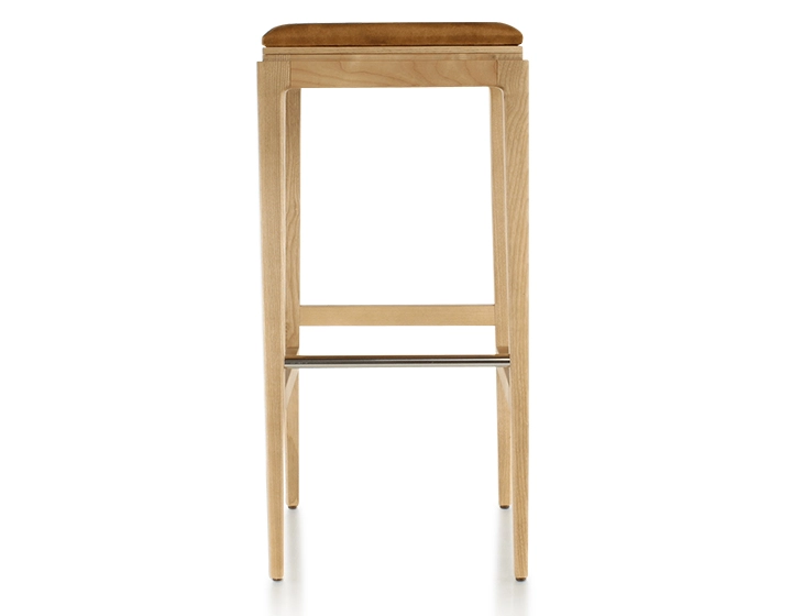 H80 cm designer bar stool wood natural tint seat bronze velvet fabric H80 cm designer bar stool wood natural tint seat bronze velvet fabric