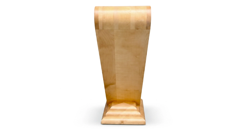 Console art déco double tiroirs bois teinte naturelle
