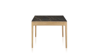 8 person oak and ceramic dining table with natural stained wood and black marble effect ceramic top 210x100 cm 8 person oak and ceramic dining table with natural stained wood and black marble effect ceramic top 210x100 cm