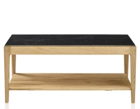 Table basse rectangulaire en chêne et céramique avec tablette en bois teinte naturelle plateau céramique effet ardoise 100x50 cm Table basse rectangulaire en chêne et céramique avec tablette en bois teinte naturelle plateau céramique effet ardoise 100x50 cm