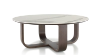 Table basse ronde en chêne et céramique avec bois teinte marron foncé plateau céramique effet marbre blanc 100x100 cm Table basse ronde en chêne et céramique avec bois teinte marron foncé plateau céramique effet marbre blanc 100x100 cm