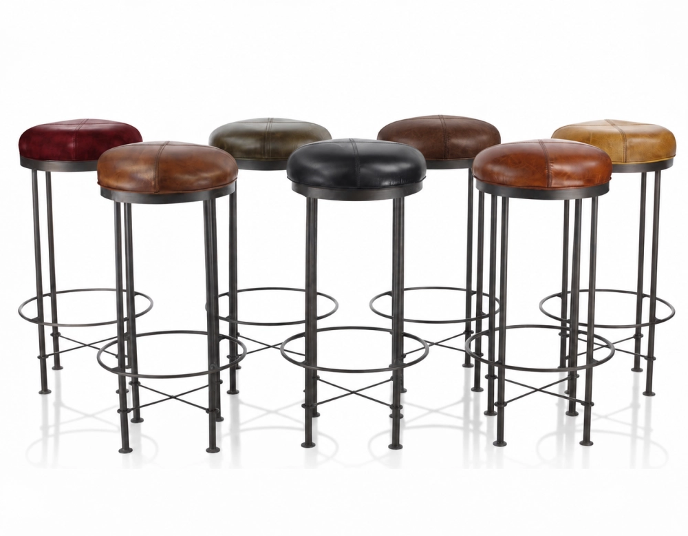 Tabouret de bar vintage cuir noir