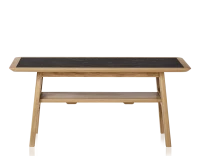 Table basse rectangulaire en chêne et céramique avec bois teinte naturelle plateau céramique effet ardoise 100x50 cm