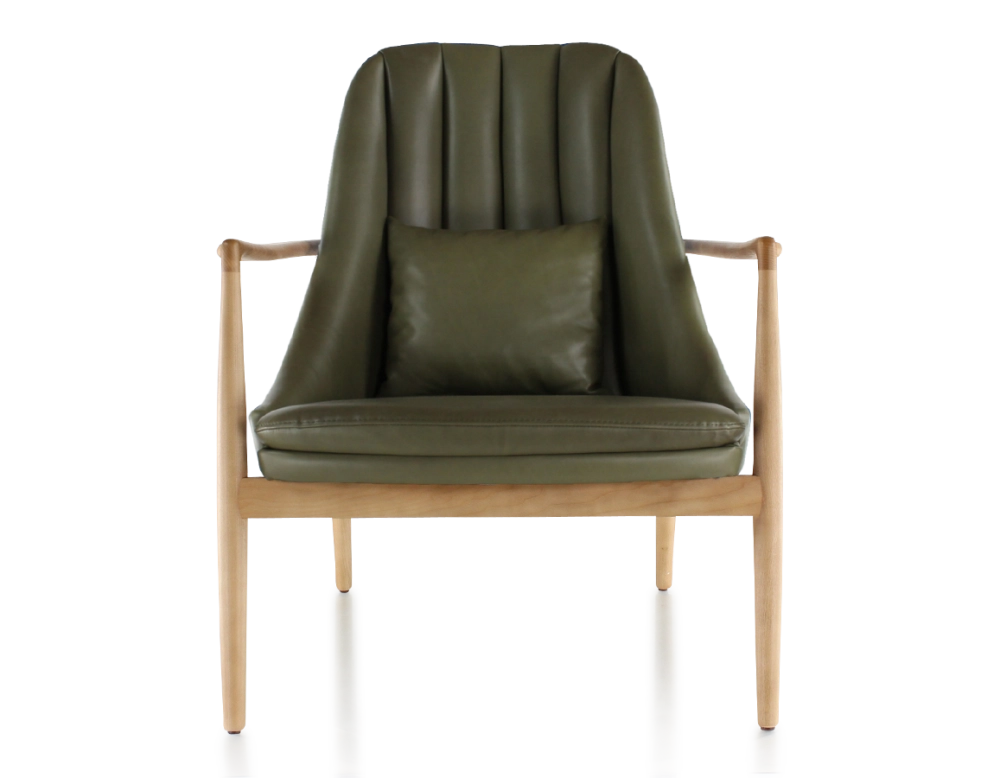 Scandinavian armchair natural wood stain and khaki leather Scandinavian armchair natural wood stain and khaki leather