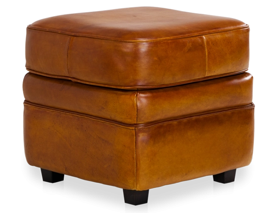 Leather pouffe cognac
