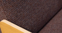 Set of 2 designer armchairs with armrests natural oak seat with mauve and grey tweed fabric. Set of 2 designer armchairs with armrests natural oak seat with mauve and grey tweed fabric.