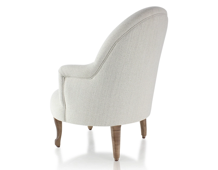 Fauteuil crapaud avec accoudoirs pieds bois teinte noyer et tissu beige naturel Fauteuil crapaud avec accoudoirs pieds bois teinte noyer et tissu beige naturel
