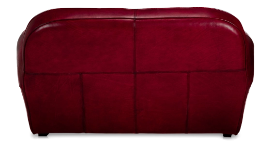 2 seater leather club sofa burgundi piped armrests