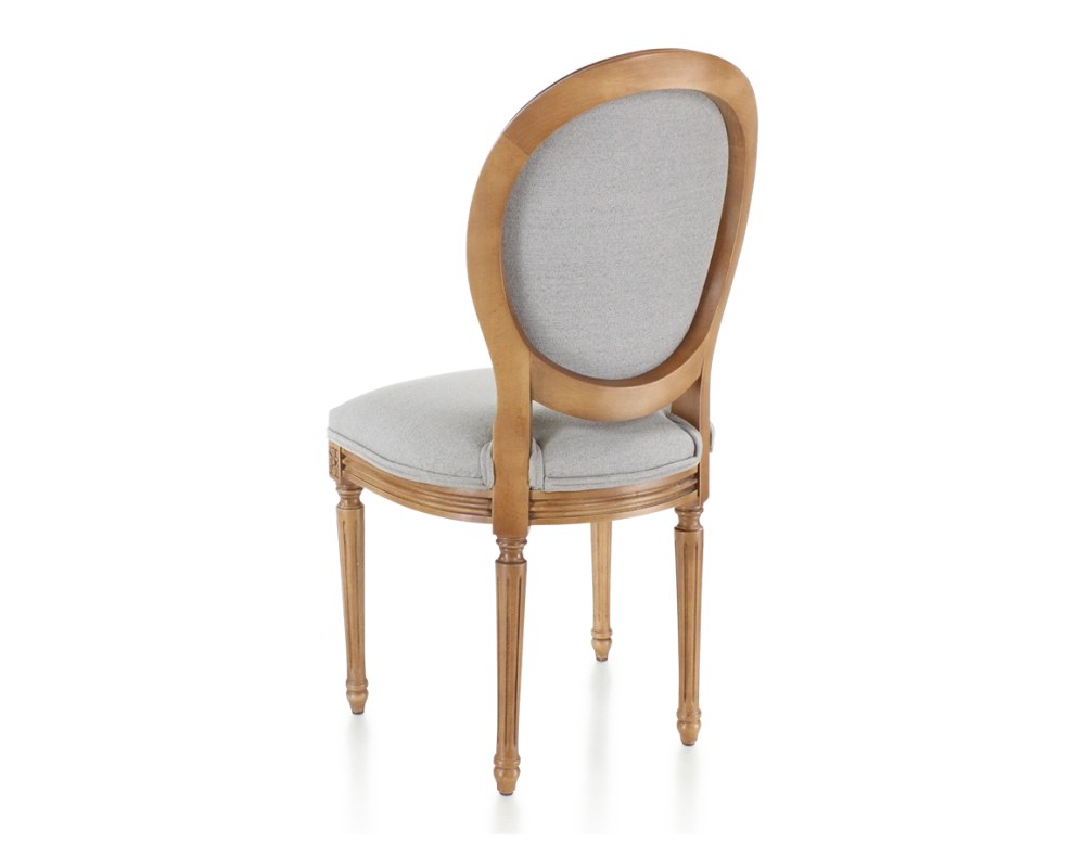 Chaise ancienne style Louis XVI bois teinte ancienne et tissu gris clair Chaise ancienne style Louis XVI bois teinte ancienne et tissu gris clair