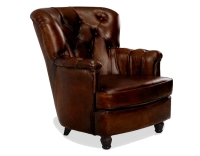 Chesterfield leather armchair medium high back dark brown