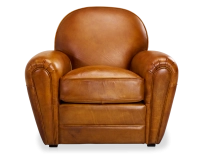 Leather club armchair cognac piped armrests Leather club armchair cognac piped armrests