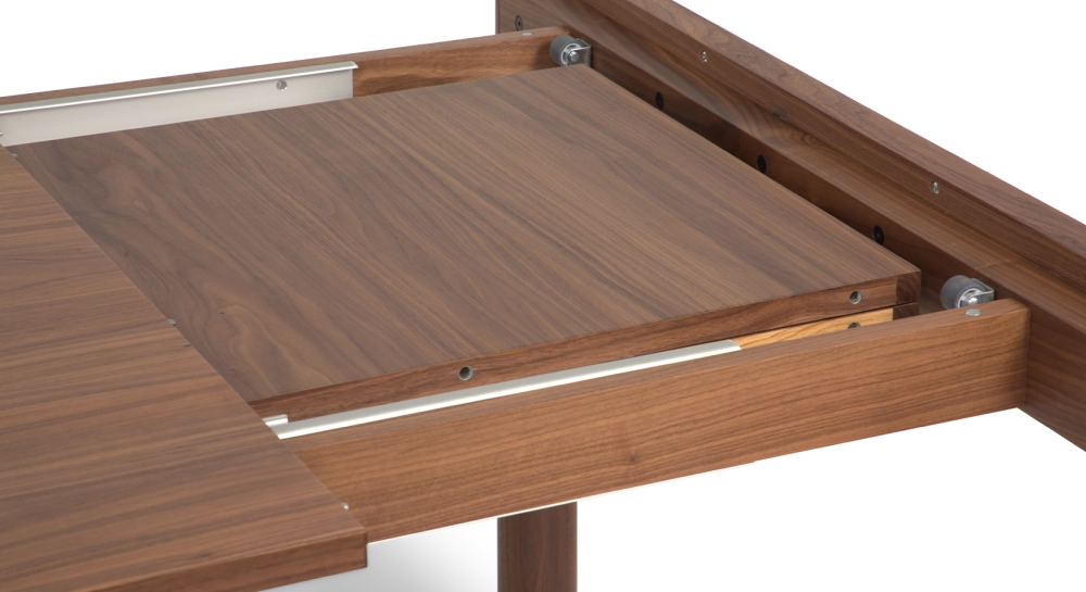 Table extensible 8 à 12 personnes en noyer allonges bois bois teinte naturelle 160x100 cm