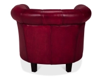 Fauteuil Chesterfield cuir rouge carmin accoudoirs cloutés Fauteuil Chesterfield cuir rouge carmin accoudoirs cloutés