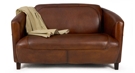 Canapé club cuir 2 places marron vintage