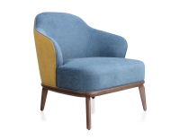 Fauteuil design tissu jaune et bleu jean Fauteuil design tissu jaune et bleu jean
