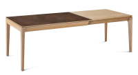 Table extensible 8 à 14 personnes en chêne et céramique allonges bois avec bois teinte naturelle et plateau céramique brun oxydé 210x100 cm Table extensible 8 à 14 personnes en chêne et céramique allonges bois avec bois teinte naturelle et plateau céramique brun oxydé 210x100 cm