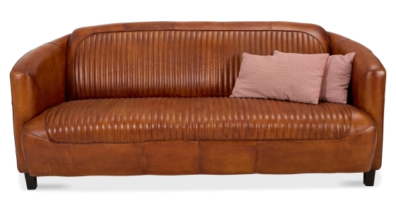 Canapé club cuir 3 places marron clair