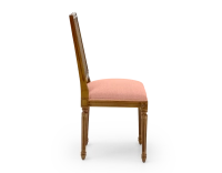 Chaise ancienne style Louis XVI dossier canné assise tissu rose corail Chaise ancienne style Louis XVI dossier canné assise tissu rose corail
