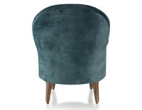 Fauteuil crapaud avec accoudoirs pieds bois teinte noyer et tissu velours bleu pétrole Fauteuil crapaud avec accoudoirs pieds bois teinte noyer et tissu velours bleu pétrole