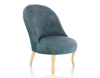 Fauteuil crapaud sans accoudoirs pieds bois teinte naturelle et tissu velours bleu pétrole Fauteuil crapaud sans accoudoirs pieds bois teinte naturelle et tissu velours bleu pétrole