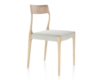 Chaise scandinave bois teinte naturelle assise tissu beige naturel Chaise scandinave bois teinte naturelle assise tissu beige naturel