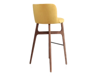 Bar stool h80 cm walnut-stained wood, yellow fabric seat Bar stool h80 cm walnut-stained wood, yellow fabric seat