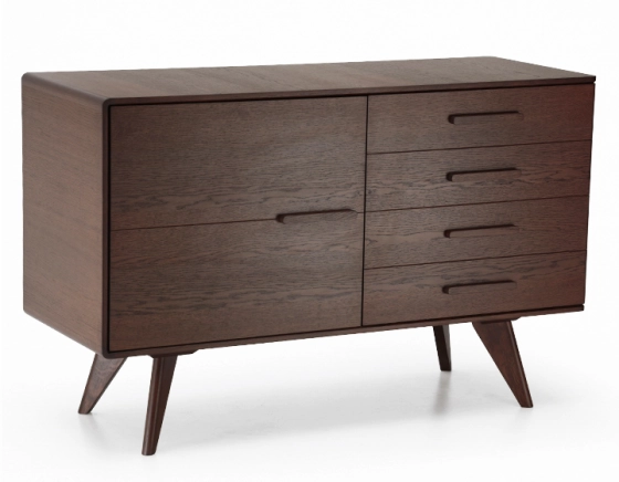 Buffet 2 portes en chêne bois teinte marron foncé