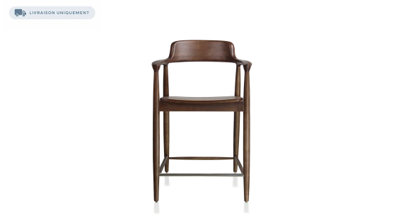 Tabouret de bar H60 cm bois teinte marron foncé