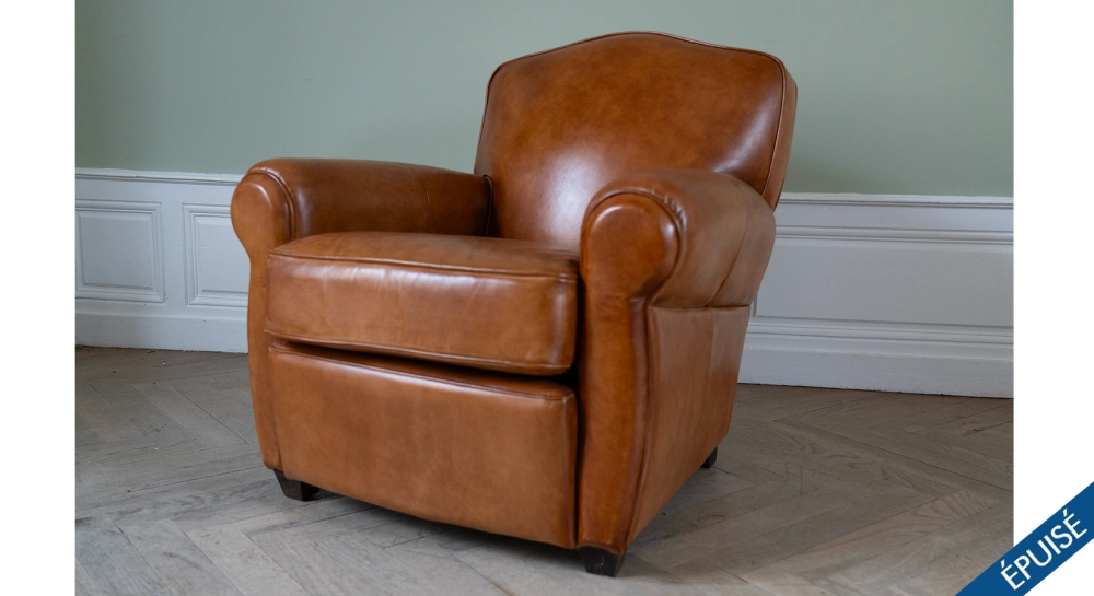 Fauteuil club cuir marron clair Fauteuil club cuir marron clair