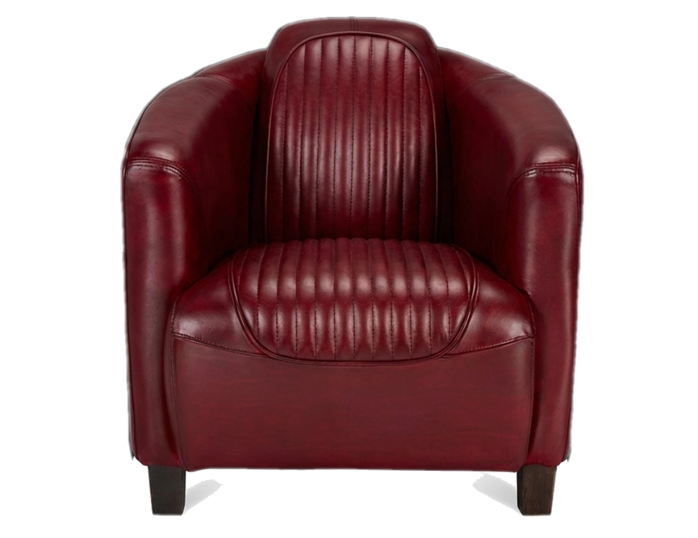 Sillón club de piel rojo carmín