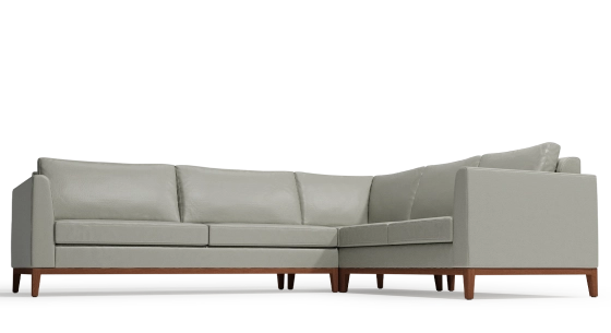 Canapé d'angle 6 places cuir gris perle (2,5g - a - 2,5d)