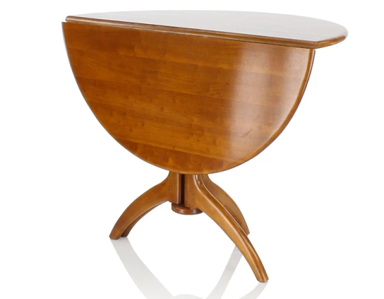 Table salle à manger pliante ronde bois teinte merisier