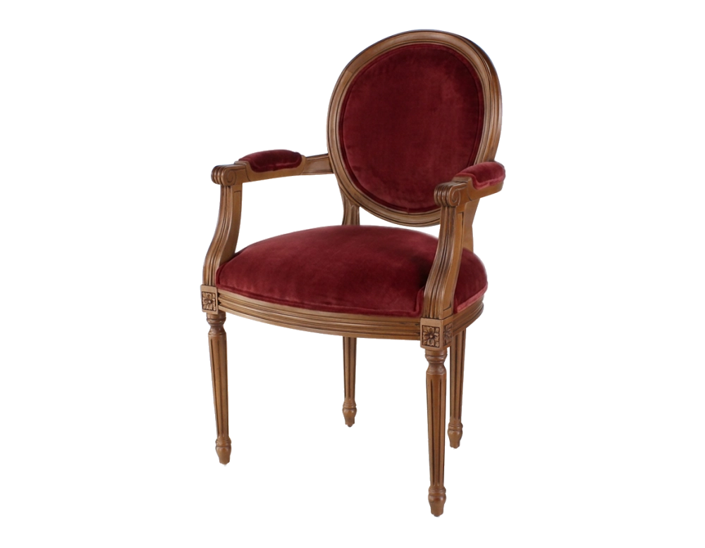 Sillón antiguo estilo Luis XVI bois teinte ancienne et tissu bordeaux