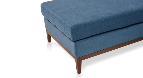 Canapé d'angle méridienne gauche 4 places tissu bleu jean (MG - 2D)