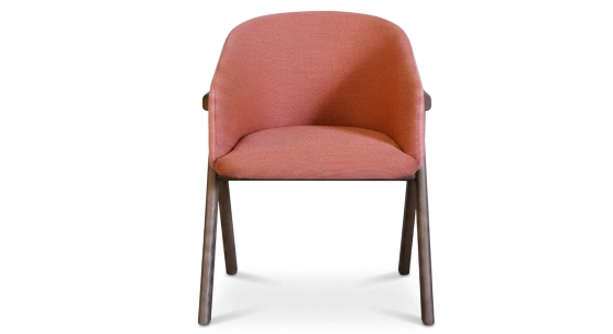 Oak chair design wood stained in xxxxx, seat upholstered in xxxxxx.