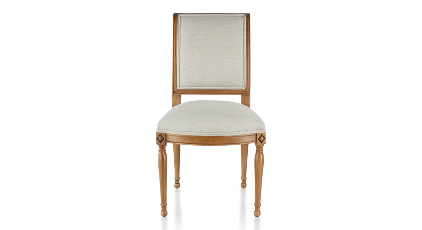 Chaise ancienne style directoire bois teinte ancienne et tissu beige naturel
