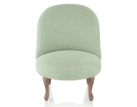 Fauteuil crapaud sans accoudoirs pieds bois teinte noyer et tissu vert sauge Fauteuil crapaud sans accoudoirs pieds bois teinte noyer et tissu vert sauge