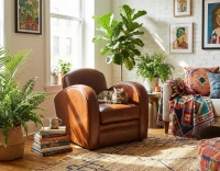 Fauteuil club cuir marron vintage