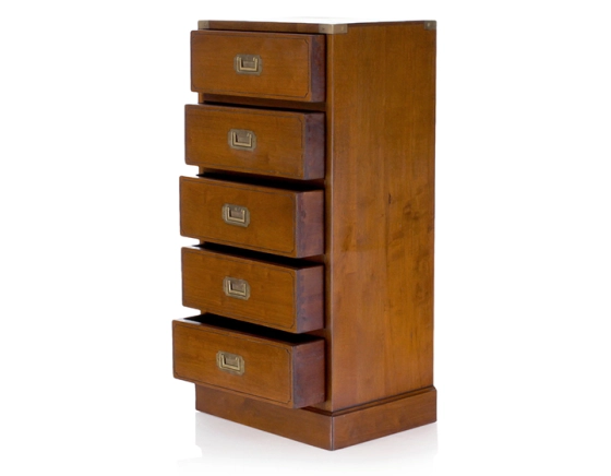 Navy chest of drawers cherry-stained wood