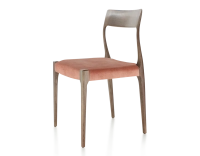 Scandinavian chair wood stained dark brown seat pale pink velvet fabric Scandinavian chair wood stained dark brown seat pale pink velvet fabric