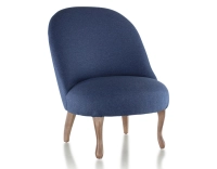 Fauteuil crapaud sans accoudoirs pieds bois teinte noyer et tissu bleu marine Fauteuil crapaud sans accoudoirs pieds bois teinte noyer et tissu bleu marine