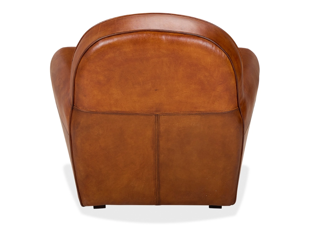 Leather club armchair light brown studded armrests Leather club armchair light brown studded armrests