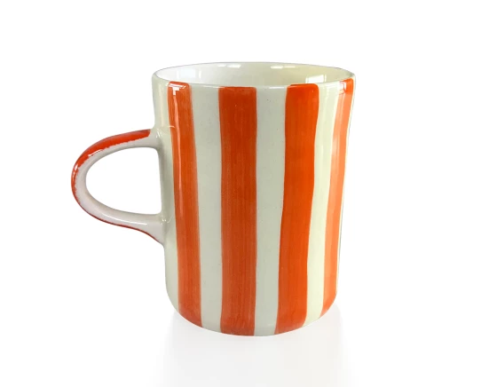 Mug en céramique orange rayé