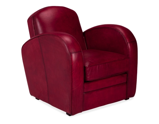 Fauteuil club cuir rouge carmin