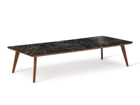 F7 rectangular coffee table in walnut and ceramic Natural stained wood and black marble effect ceramic M2 100x60x40 cm