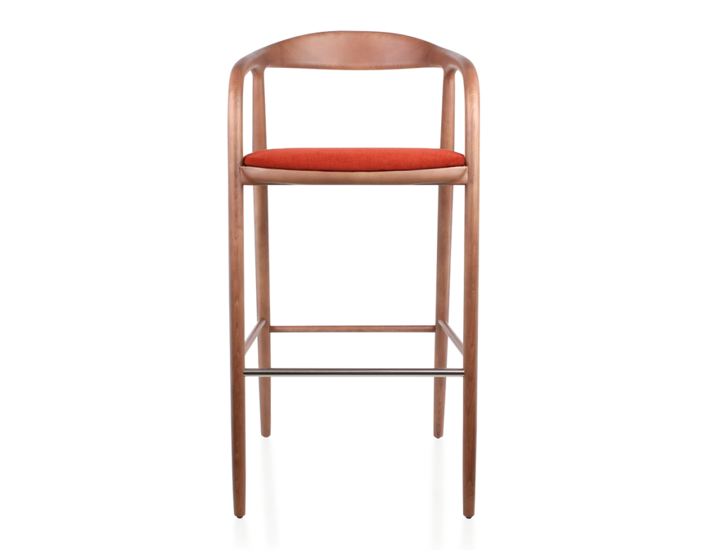 Tabouret de bar h80 cm teinte noyer assise tissu orange brûlé bois teinte noyer et tissu orange brulé Tabouret de bar h80 cm teinte noyer assise tissu orange brûlé bois teinte noyer et tissu orange brulé